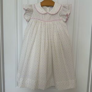 Lilac & Lambs Sweet Dots Dress Girls Size 6 Peter Pan Collar Ruffle Sleeve Dress